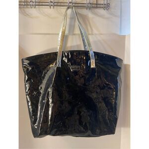 Jimmy Choo parfum vinyl tote defect-scuffs used Shiny Black